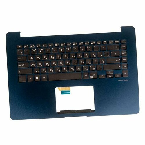 Клавиатура RocknParts для ноутбука Asus UX530UX-1A с топкейсом, темно-синяя, с подсветкой keyboard клавиатура для ноутбука asus ux530ux 1a с топкейсом темно синяя с подсветкой