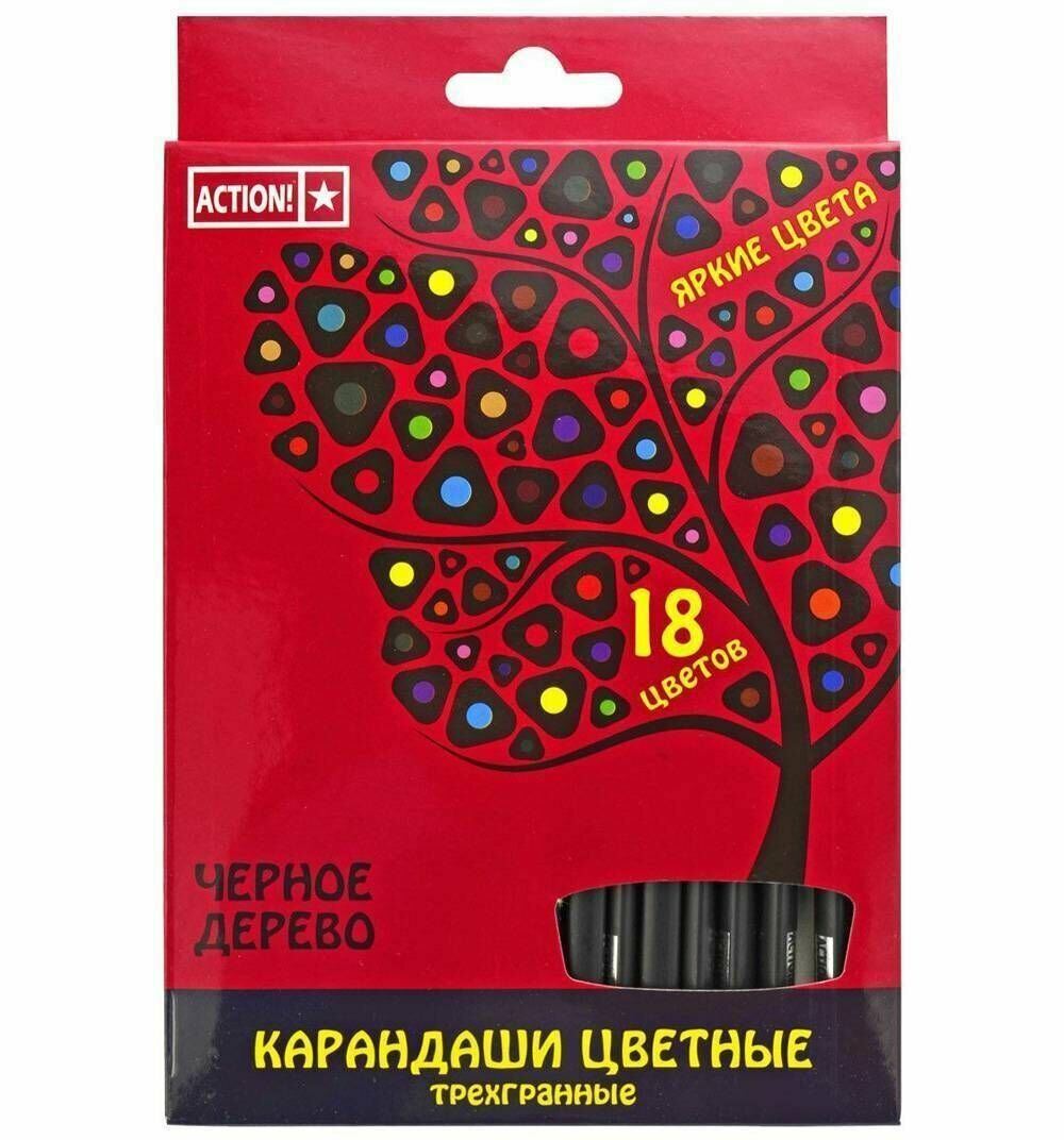 Набор цветных карандашей "Черное дерево", 18 цветов