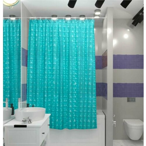 Штора Прозрачная для ванной , Размер :180 см х 180 см , Цвет : Морской