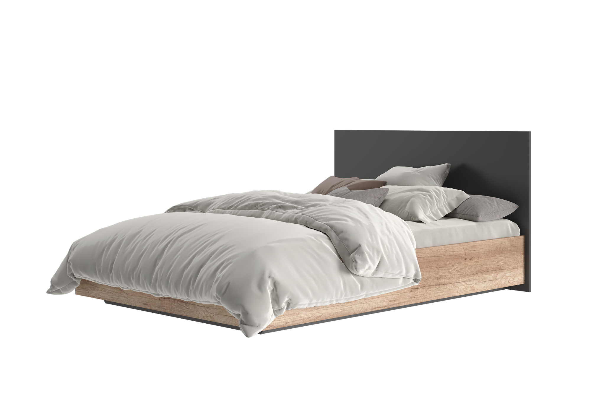 Кровать Б 5, спальное место1,4 х2м (Спальный гарнитур Betti) Дуб Вотан / Графит серый