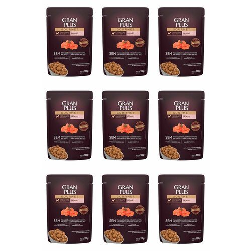GRANPLUS Пауч для собак Dog с Лососем, 100 г, 9 шт