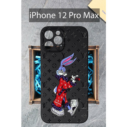 Силиконовый чехол Заяц ЛВ для iPhone 12 Pro Max /Айфон 12 Про Макс