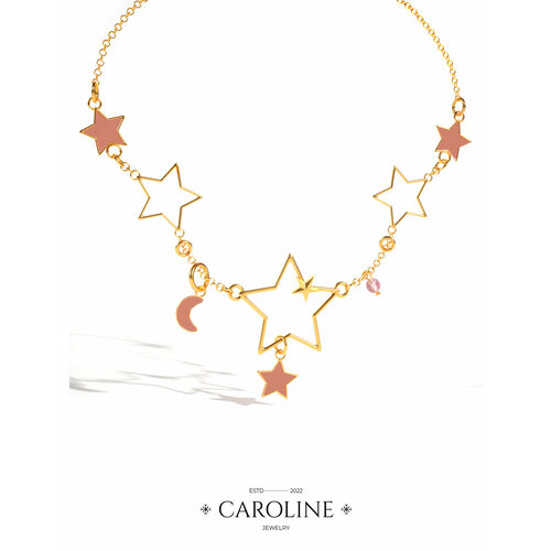 фото Браслет-цепочка caroline jewelry, эмаль, размер 23 см., золотой