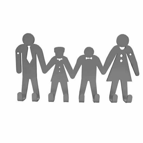 Вешалка Семья2, серебряный, металл