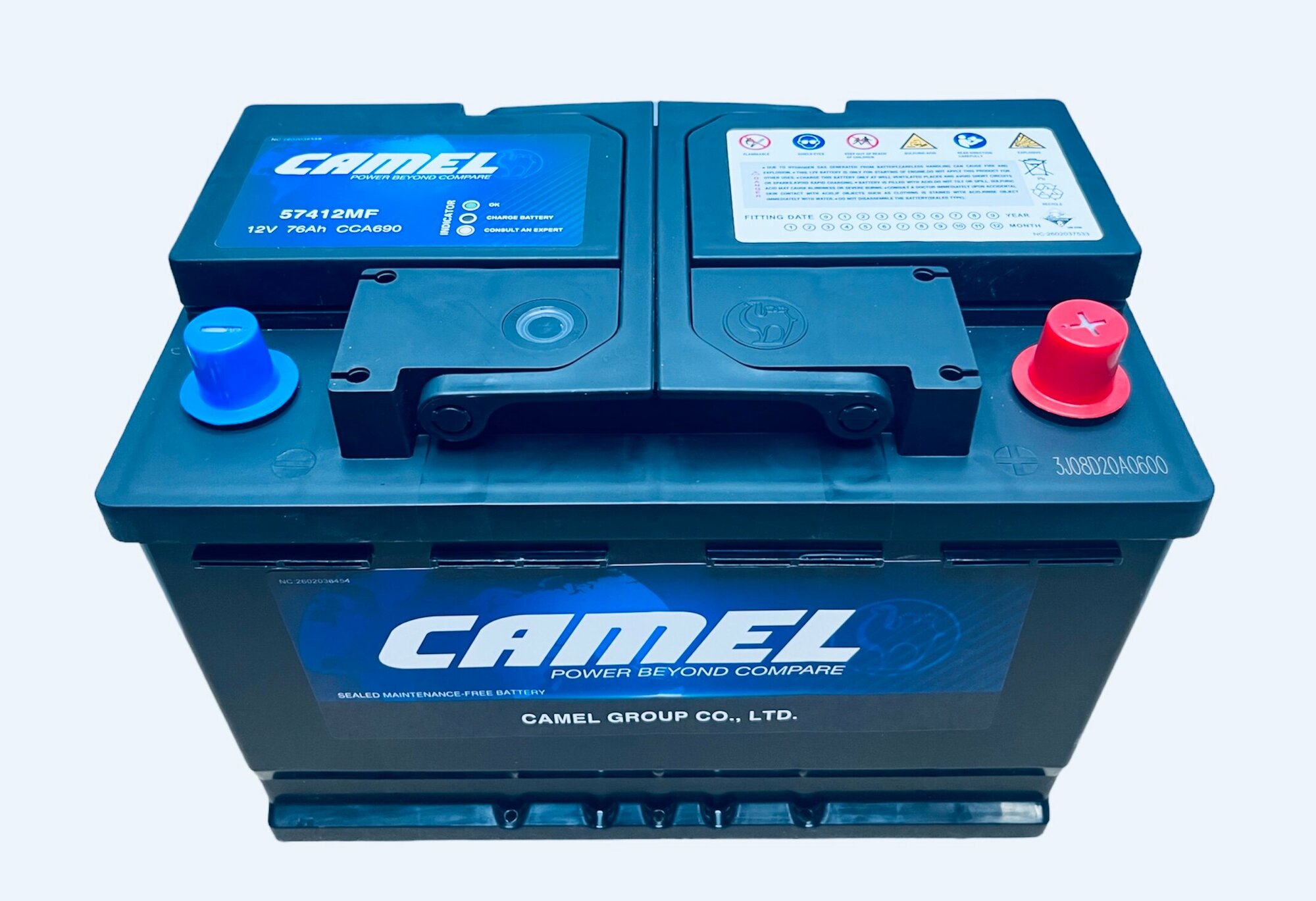 Аккумулятор автомобильный CAMEL 57412MF L3 76 Ач 690 A о. п. 278х175х190