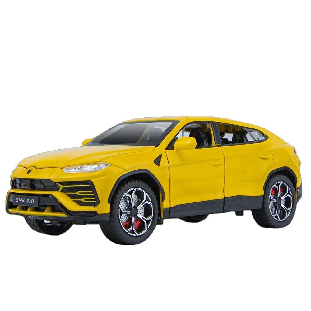 Модель металлическая Lamborgini Urus дым, свет, звук, поворотные колеса 1:24 CZ141AD (Цвет: Желтый)