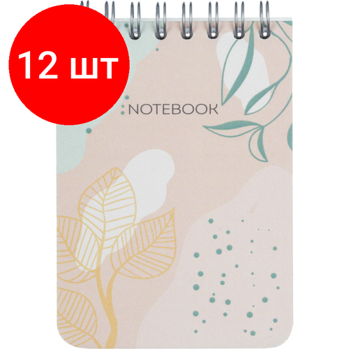 Комплект 12 штук, Блокнот 60л, линейка, А7 Flora 2, пласт. обл, серебр. спираль комплект 27 штук блокнот 60л линейка а7 flora 2 пласт обл серебр спираль