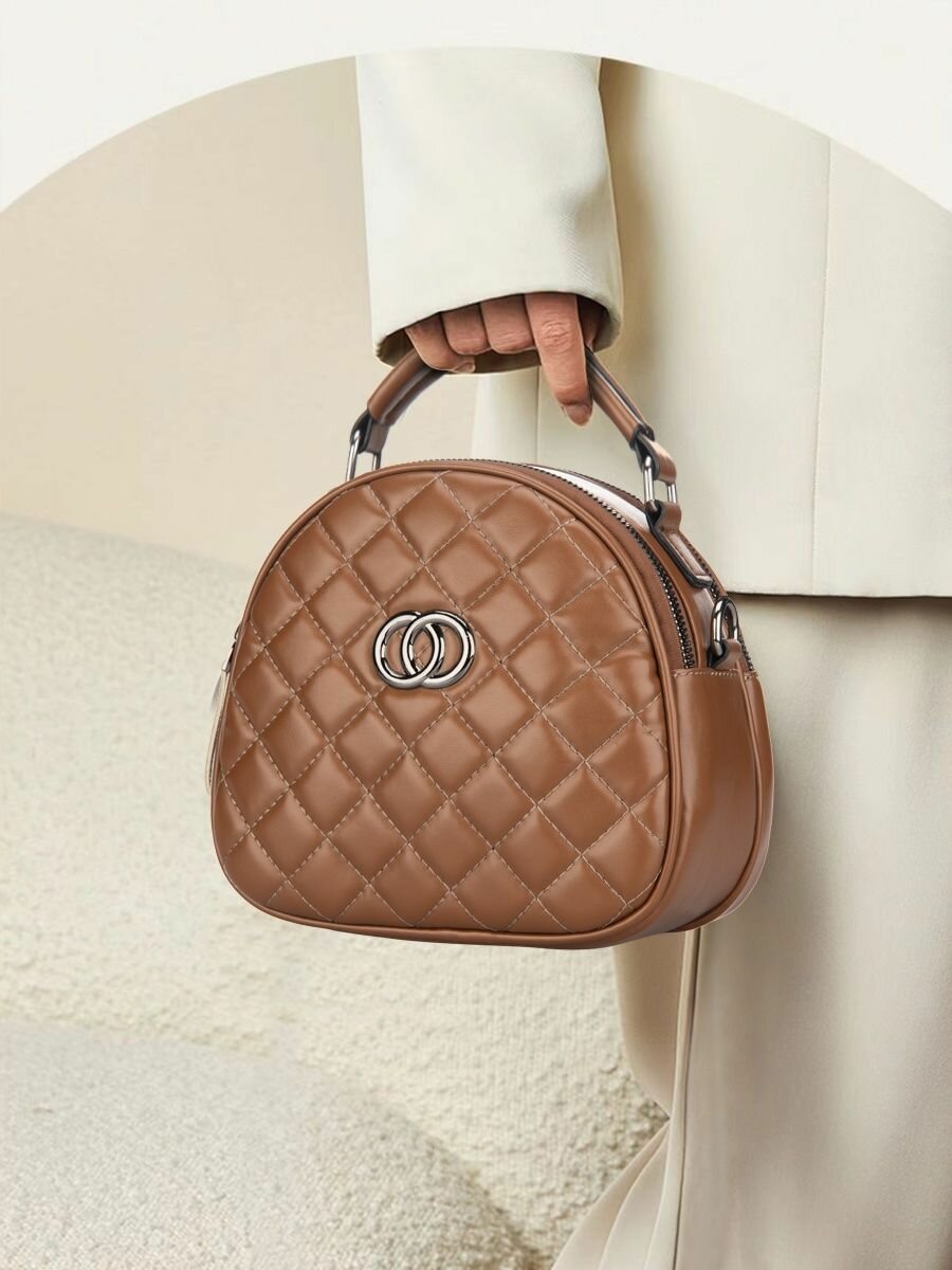 Сумка кросс-боди ROB клатч, фактура стеганая, коричневый — фото 1