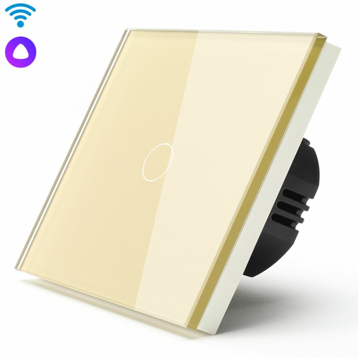 Cенсорный Wi-Fi выключатель 600 Вт с нулем, с Алисой, 1 клавиша 1 пост, (1G) цвет золотой