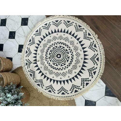 Льняной палас круглый 90 см SEA HOME