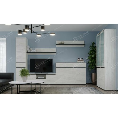 Комплект мебели для гостиной Гретта композиция 3 Дуб Крафт белый Антрацит 61869₽