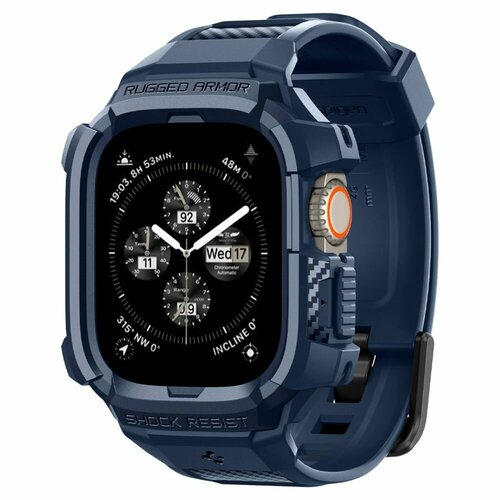 Ремешок для смарт-часов Spigen Rugged Armor Pro для Watch Ultra (49 MM) NAVY BLUE синий, серый, blue, размер L (запястье 160–180 мм), XL (запястье 180–200 мм), М (запястье 150–160 мм)