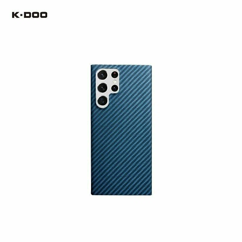 Премиальный чехол KZDOO (KDOO) Keivlar для Samsung Galaxy S24 Ultra, арамид (кевлар) ударопрочный, ультратонкий карбоновый, синий