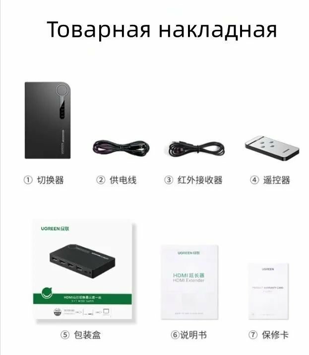 Переключатель UGREEN HDMI 3X1 Switch, черный - фото №11