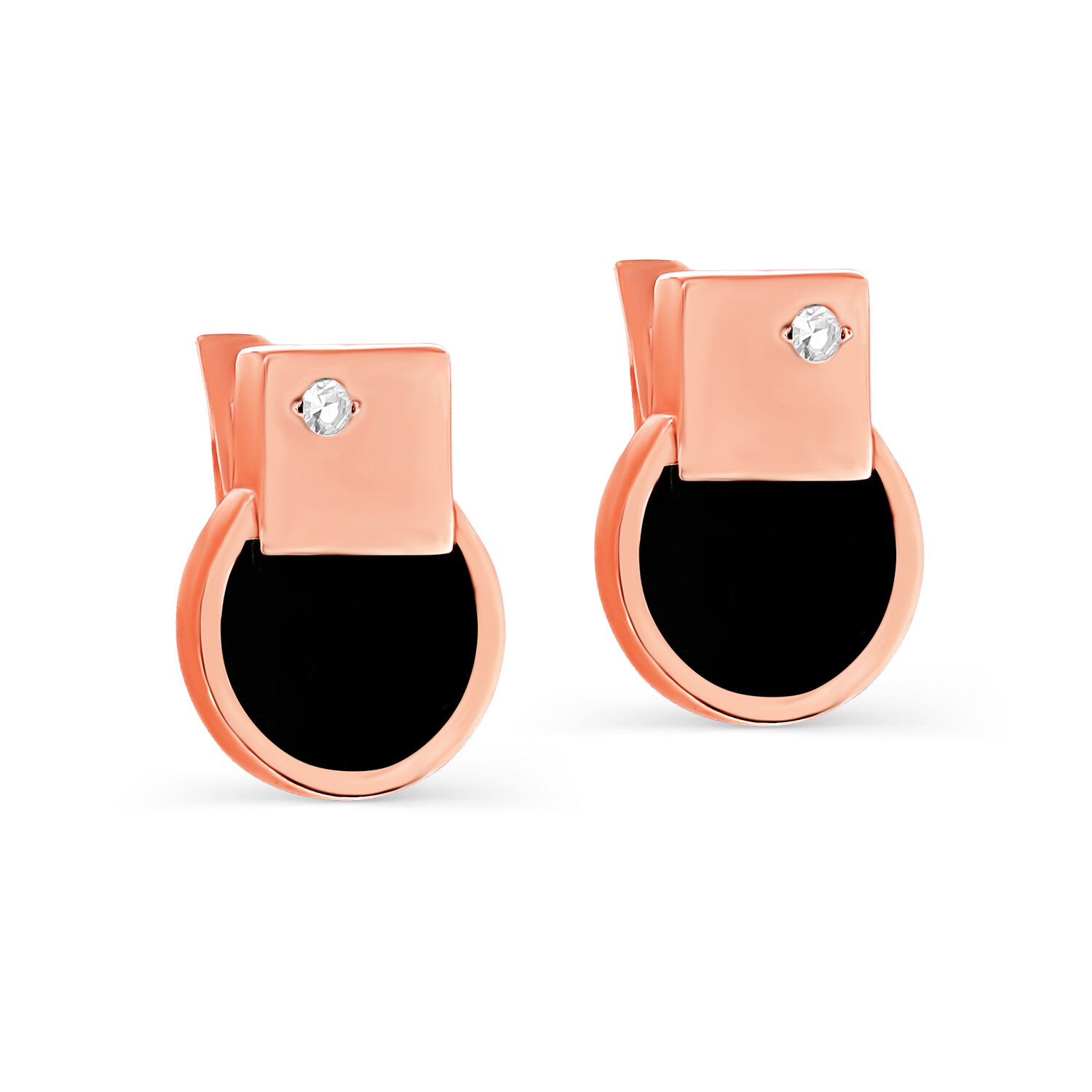 Серьги JEWELIN, красное золото, 585 проба, агат, бриллиант