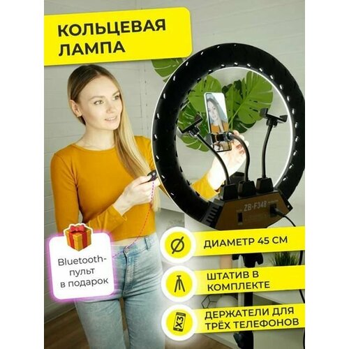 Кольцевая LED лампа 45 см с 3 держателями для телефона пультом сумкой чехлом и штативом Модель 123106 735000₽