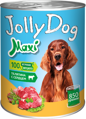 Корм консервированный для собак зоогурман Jolly Dog Телятина с сердцем 850г