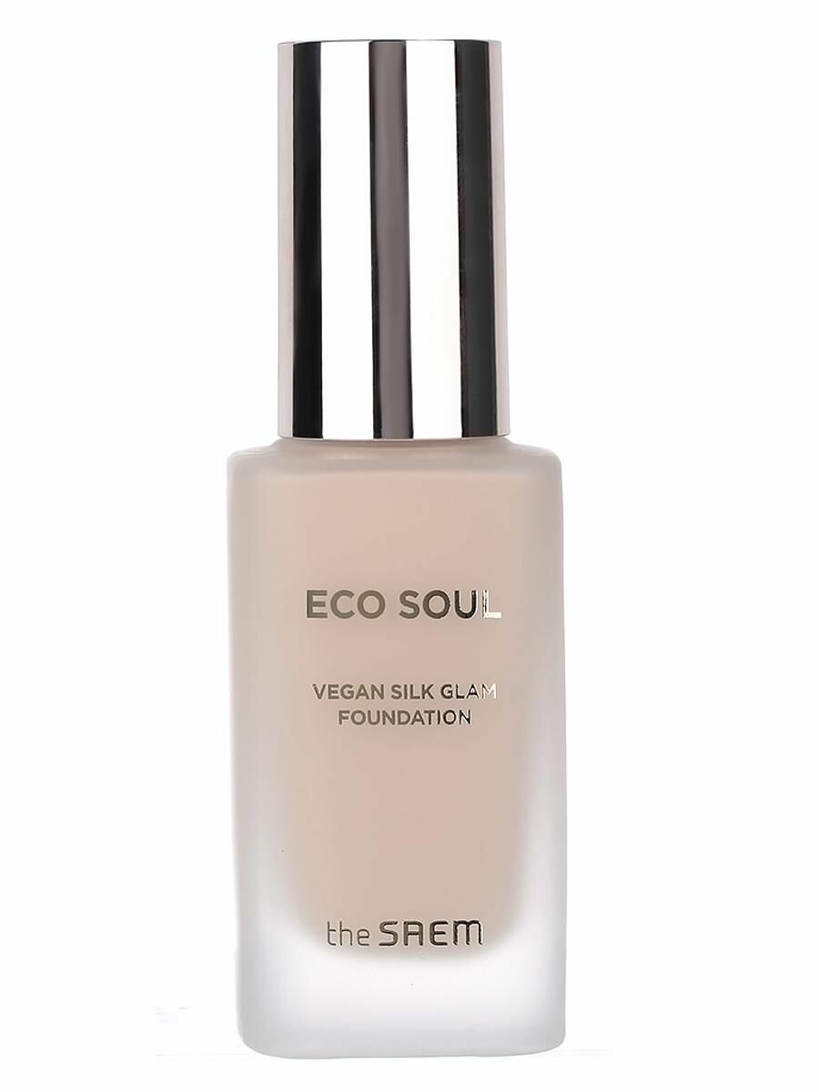 Веганская тональная основа The Saem Eco Soul Vegan Silk Glam Foundation SPF42 PA++ 21 Light Beige 30 мл, The Saem