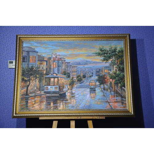 Картина маслом авторская оригинальная Городской Пейзаж 75105 см с подрамником и рамой 93000₽