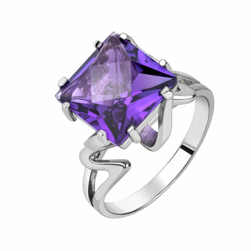 Кольцо АМБЕР Перстень, серебро, 925 проба, родирование, топаз, размер 17.5, серебряный