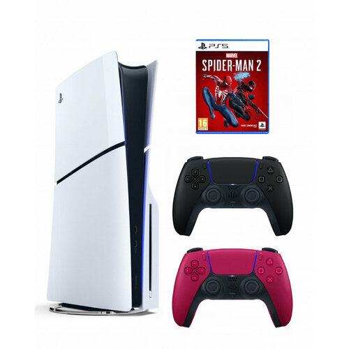 Приставка Sony Playstation 5 slim 1 Tb+2-ой геймпад(черный)+Человек Паук 2 (диск)