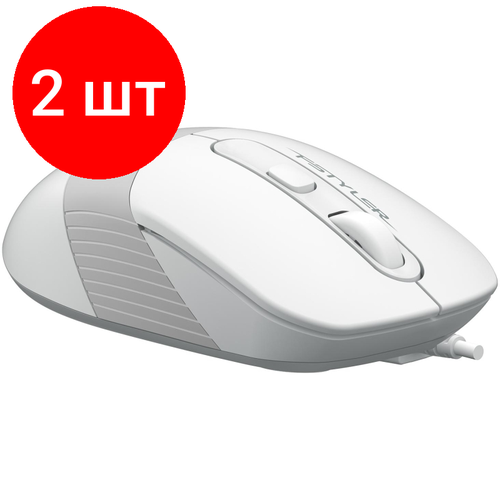 Комплект 2 штук, Мышь компьютерная A4Tech Fstyler (FM10 WHITE)белый/серый оптич 1600dpi/4but мышь оптич usb a4tech n 708x 1600dpi 6 кн серый