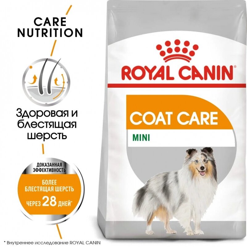 Royal Canin Mini Coat Care Корм сухой для взрослых собак мелких размеров с тусклой и сухой шерстью, 1 кг
