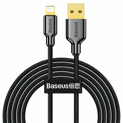 Кабель для айфон USB BASEUS Ice Porcelain Series USB - Lightning, 2.4А, 10.5W, 2 м, черный кабель usb baseus mvp 2 elbow shaped fast charging usb lightning 2 4а 2 м cavp000121