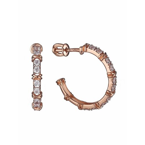 Серьги YA ZOLOTO, красное, желтое золото, 585 проба, фианит, размер 20 мм, красный