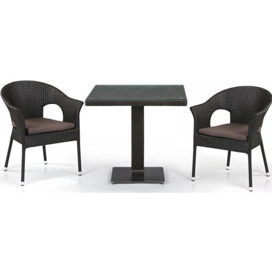 Комплект плетеной мебели Афина-мебель кофейный T605SWT/Y79A-W53 Brown (2+1)