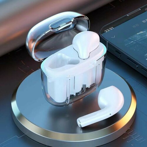 Наушники беспроводные Pro13 TWS вкладыши BT 50 30180 мАч прозрачные белые 1шт 1011₽