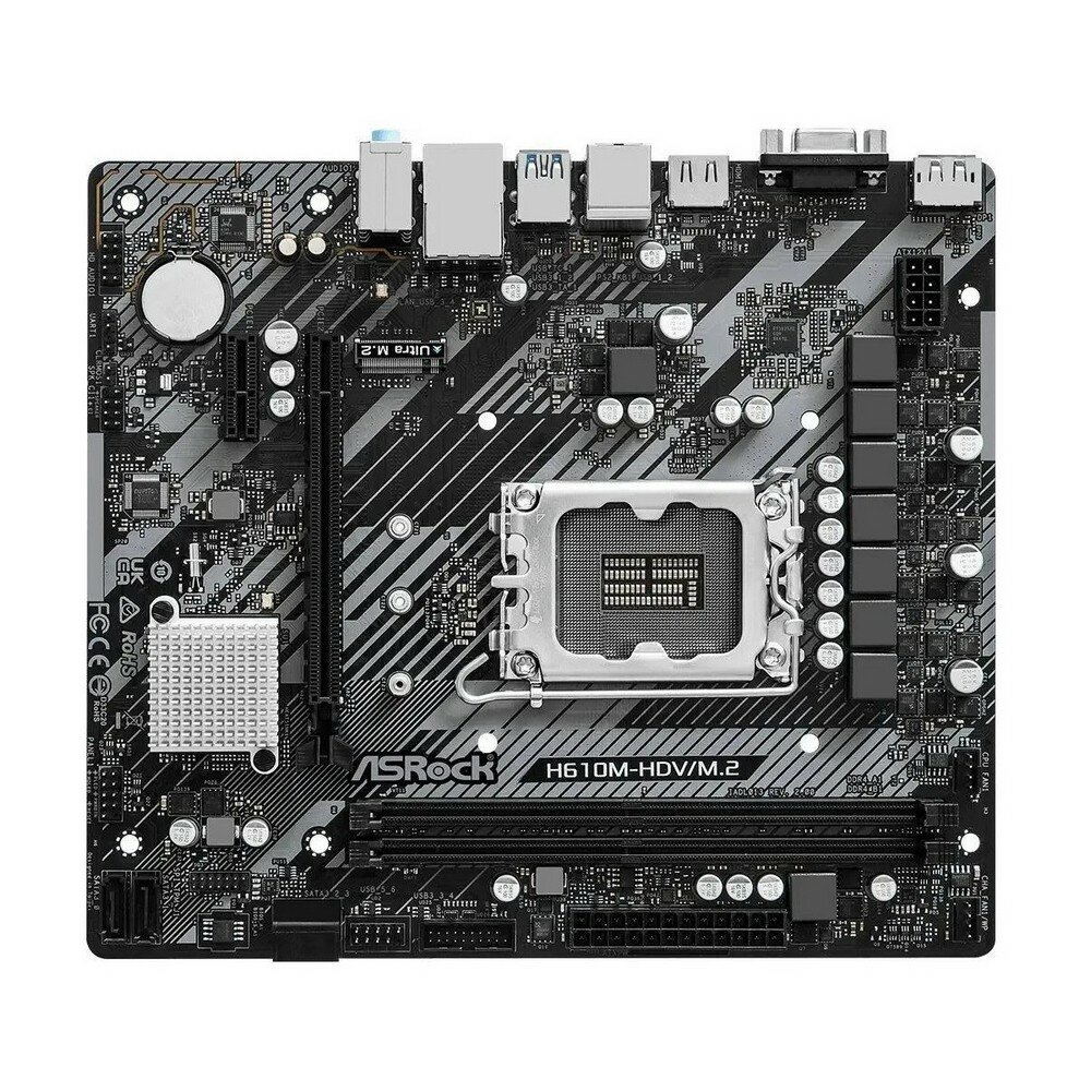 Материнская плата ASRock H610M-HDV/M.2 R2.0 LGA1700 Intel H610 2xDDR4 16xPCI-Ex16 4xSATA3 HDMI DP (H610M-HDV/M.2 R2.0)