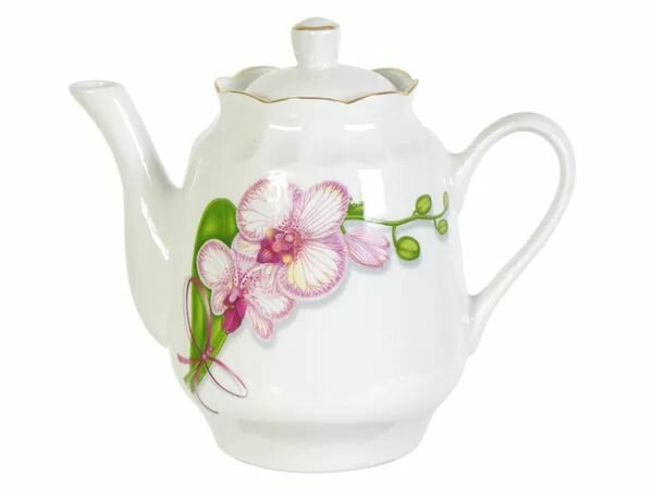 Чайник заварочный фарфоровый 1750 мл Добруш "Белая орхидея" ф. Романс