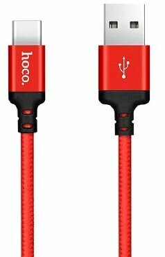 Кабель (HOCO (6957531062875) X14 USB (m)-Type-C (m) 1.0м - красный/черный)