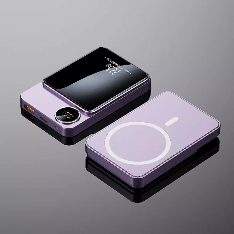 MagSafe Power bank/ Беспроводная зарядка для смартфона / Magnetic Wireless Charger Power Bank 20W 5000mAh (Фиолетовый) — фото 1