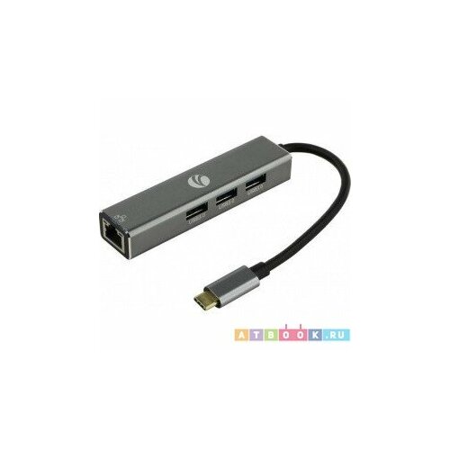 USB-хаб VCOM DH311 с 4 портами USB 3.0, серый/черный