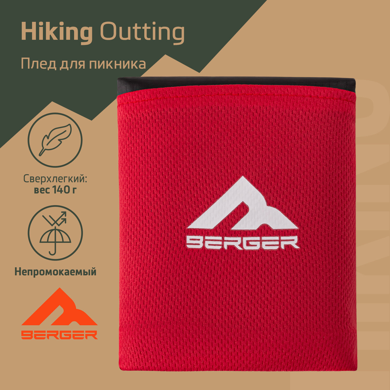 Плед для пикника Berger Hiking Outting BHO24BL-01, черный