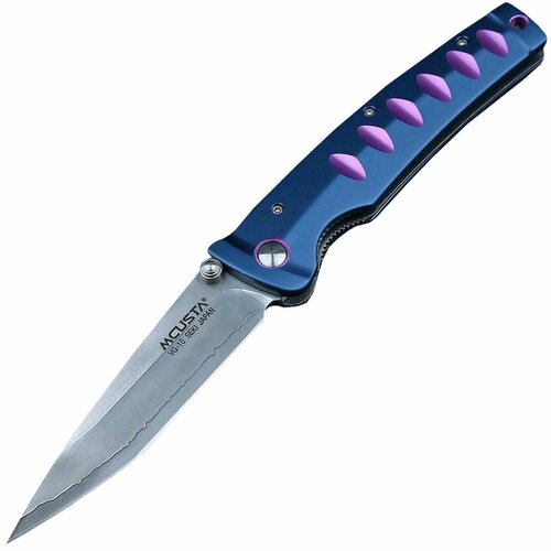 Нож складной, VG-10 San Mai (3-сл. пакет), клинок в форме танто, алюмин. рукоять (син/лил.), клипса нож складной mcusta mc 74di