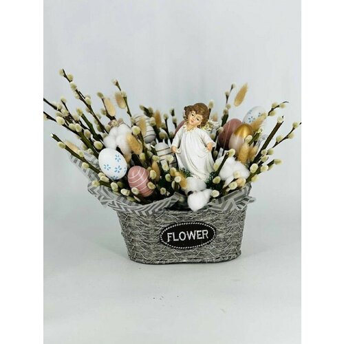 Верба натуральная живая. Композиция Пасхальная