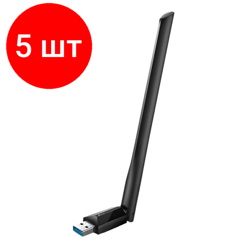 Комплект 5 штук, Сетевой адаптер TP-Link Archer T3U Plus, AC1300 двухдиапазонный, Wi-Fi, USB3.0 комплект 5 штук сетевой адаптер wifi tp link archer t3u ac1300 usb 3 0