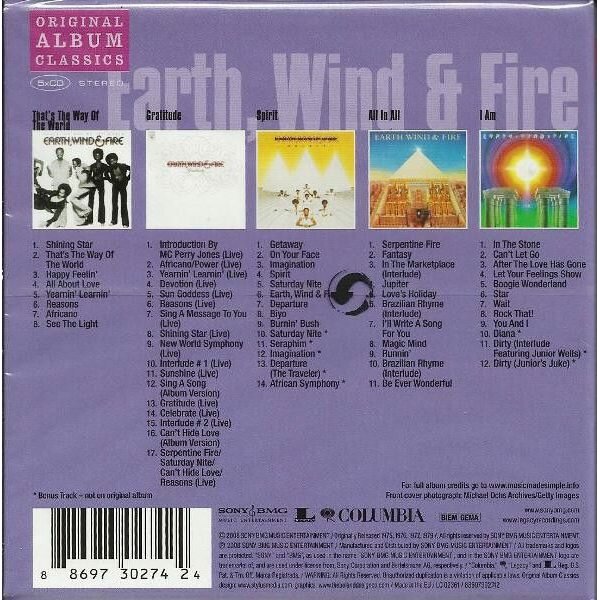 EARTH, WIND & FIRE ORIGINAL ALBUM CLASSICS (THATS THE WAY OF THE WORLD GRATITUDE SPIRIT ALL IN ALL I AM) Box Set CD