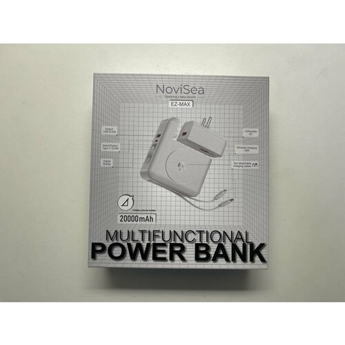 Повербанк многофункциональный Novisea EZ-MAX 20000 mAh проводнаябеспроводная зарядка USB Type-C Lightning 225w Black 2600₽