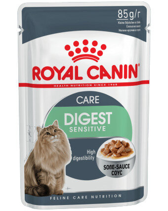 Влажный корм для кошек Royal Canin Care Digest Sensitive, при проблемах с ЖКТ, при чувствительном пищеварении (кусочки в соусе) 85г