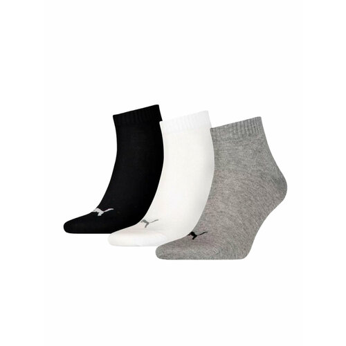 Носки PUMA, 3 пары, размер 39-42, белый, серый, черный