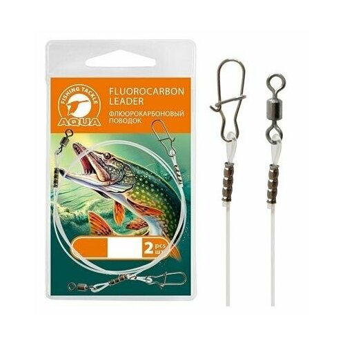 Поводок рыболовный AQUA флюорокарбоновый 27,0kg (30cm), 1 уп. по 2 шт.