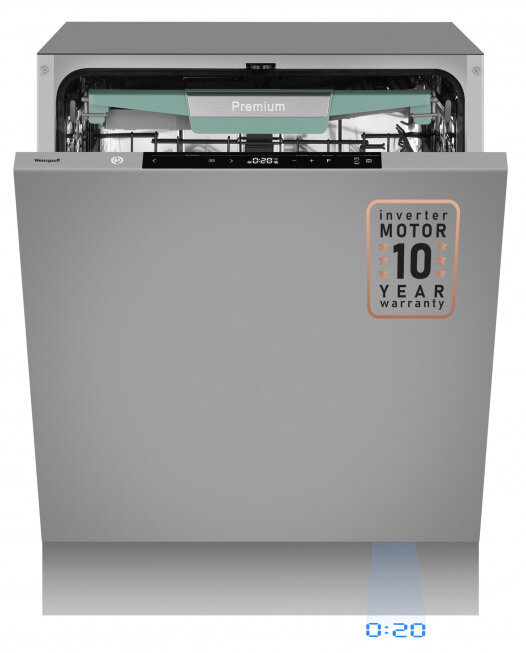 Встраиваемая посудомоечная машина с проекцией времени на полу авто-открыванием и инвертором Weissgauff BDW 6151 Inverter Touch AutoOpen Timer Floor