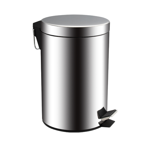 Ведро из нержавеющей стали с педалью 7 л круглое хромированное 2117₽