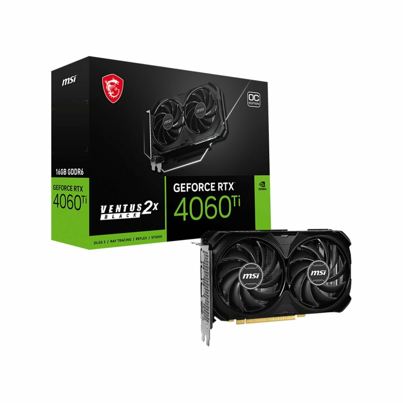 Видеокарта MSI NVIDIA GeForce RTX 4060 Ti VENTUS 2X BLACK OC 8GB (RTX 4060 Ti VENTUS 2X BLACK 16G OC)