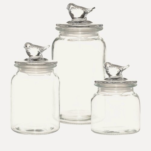 Изображение товара Набор банок для продуктов, 3 шт, стекло, Птица, Birds, Kuchenland