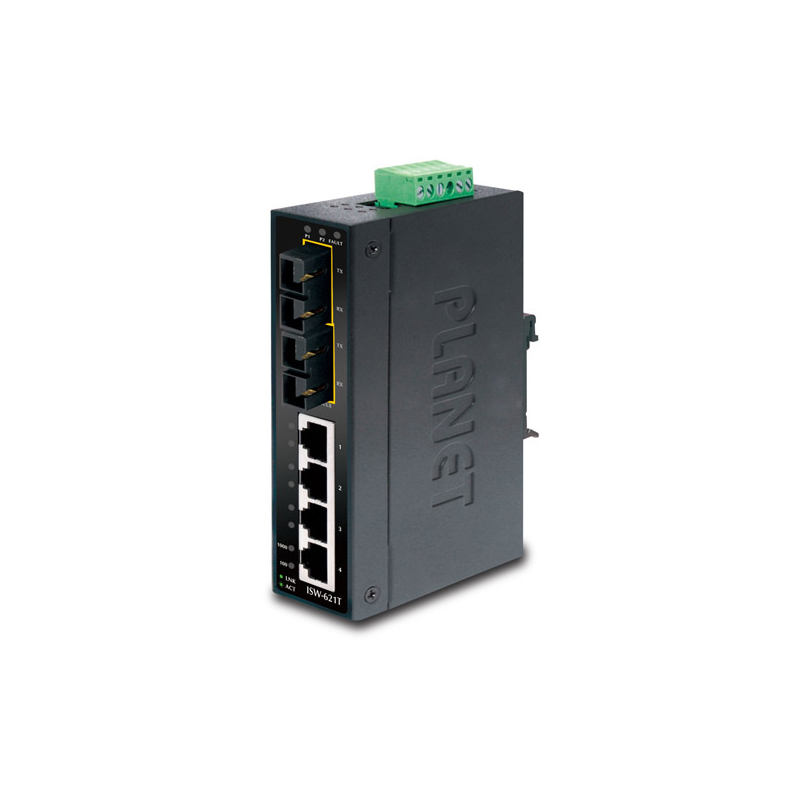 ISW-621TS15 коммутатор для монтажа в DIN рейку/ IP30 Slim Type 4-Port Industrial Ethernet Switch + 2-Port 100Base-FX